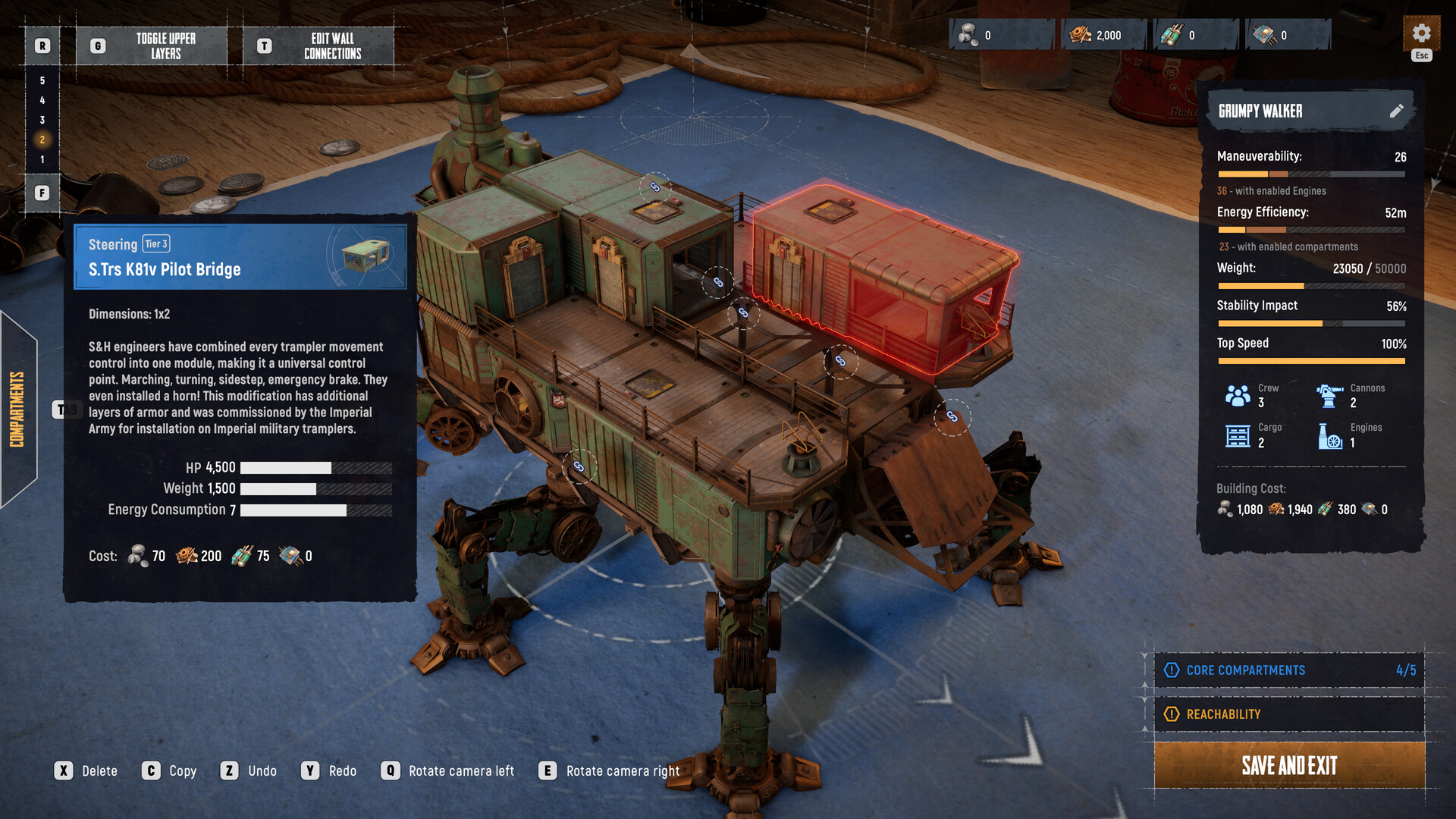 Official Steam screenshot showing a large Trampler walker in the SAND desert.